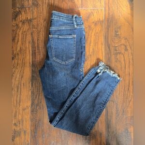 Good American Dark Blue Frayed Ankle Jeans